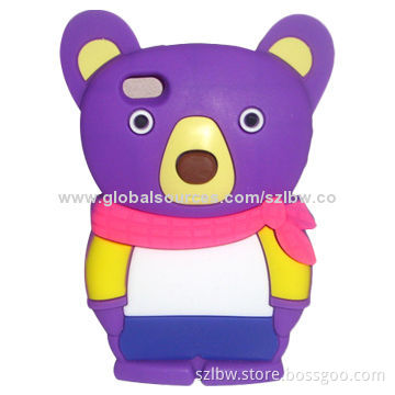 3D Cute Little Bear-shaped Soft Silicone Cover/Case for iPhone 6, 4.7-inch/Soft, Flexible, Durable